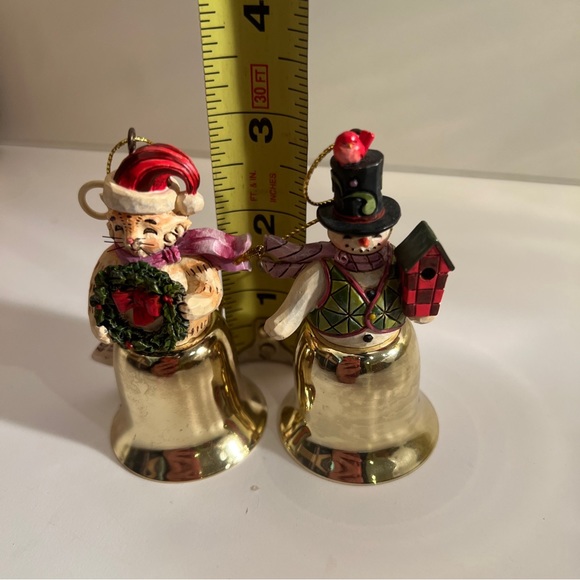 A Lot Of 2 2009/2010Jim Shore Snowman Christmas Hanging Gold Bell Ornament RARE - Picture 15 of 15